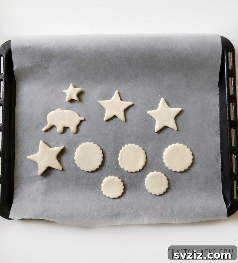 Family Fun: Creating Salt Dough Keepsakes 8 dough ornaments on pan