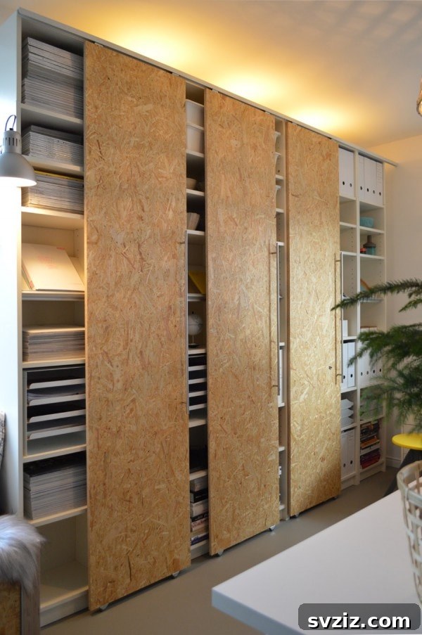 IKEA Bookshelf Reinventions 18 Billy Bookshelves with Sliding Doors