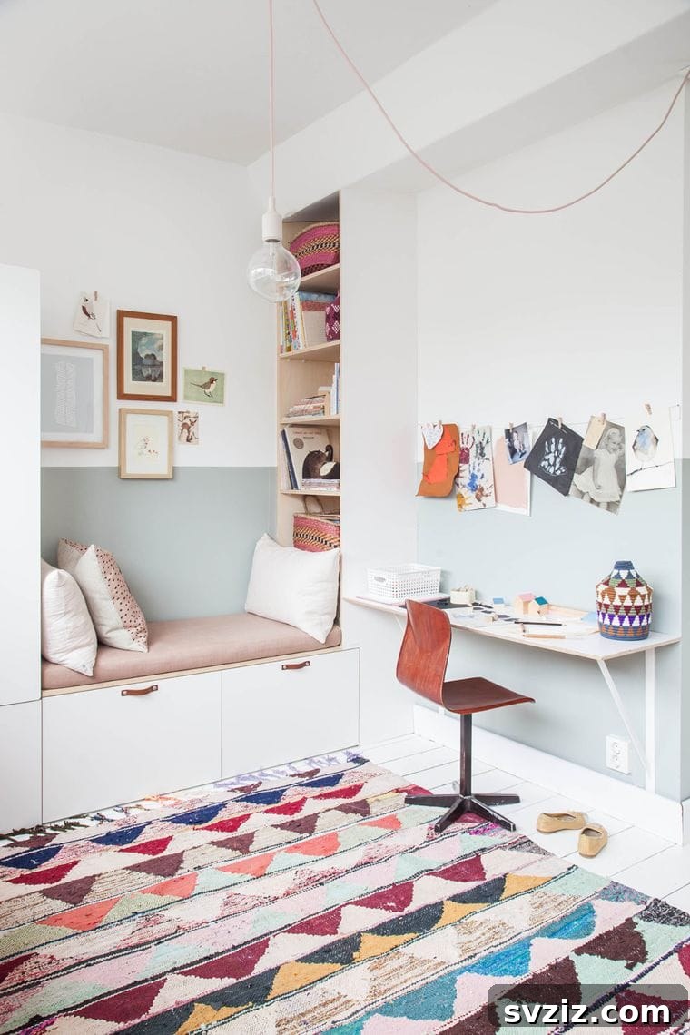 IKEA Besta and Stuva combined for a charming girl's wardrobe and reading nook