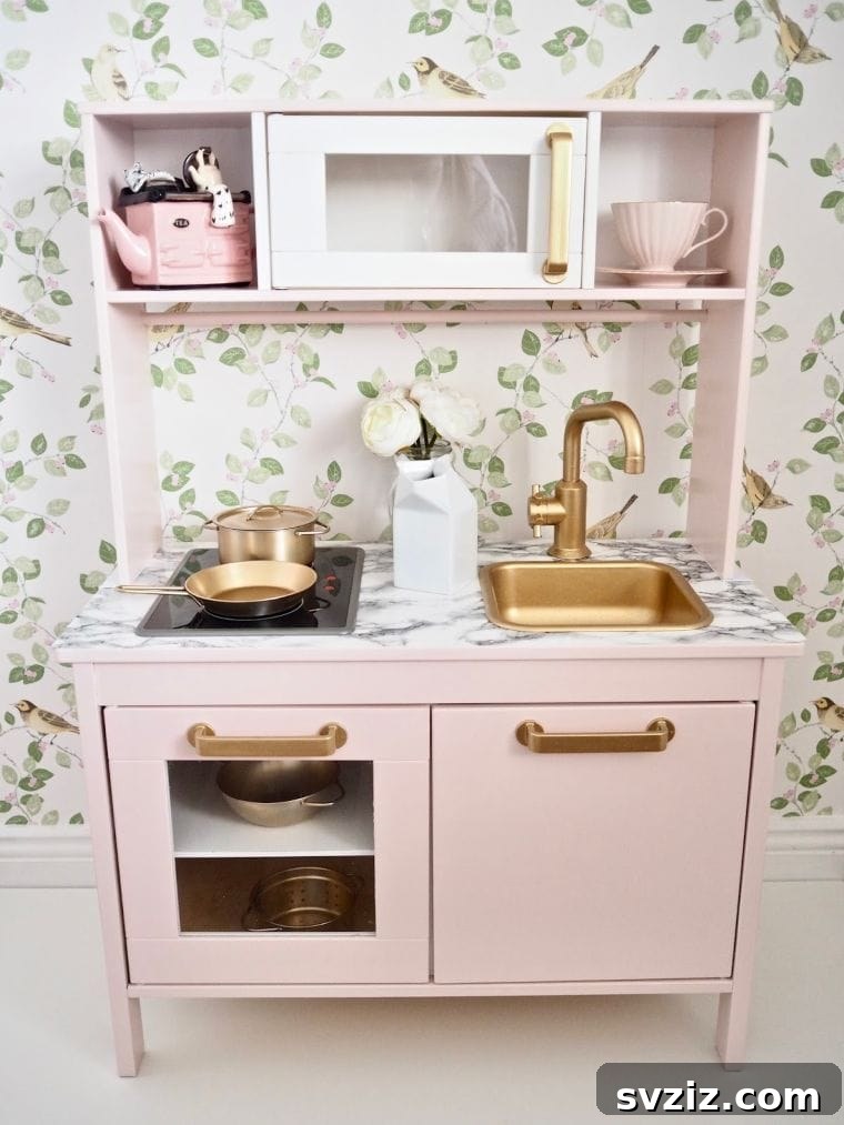 Refurbished IKEA Duktig play kitchen in princess theme