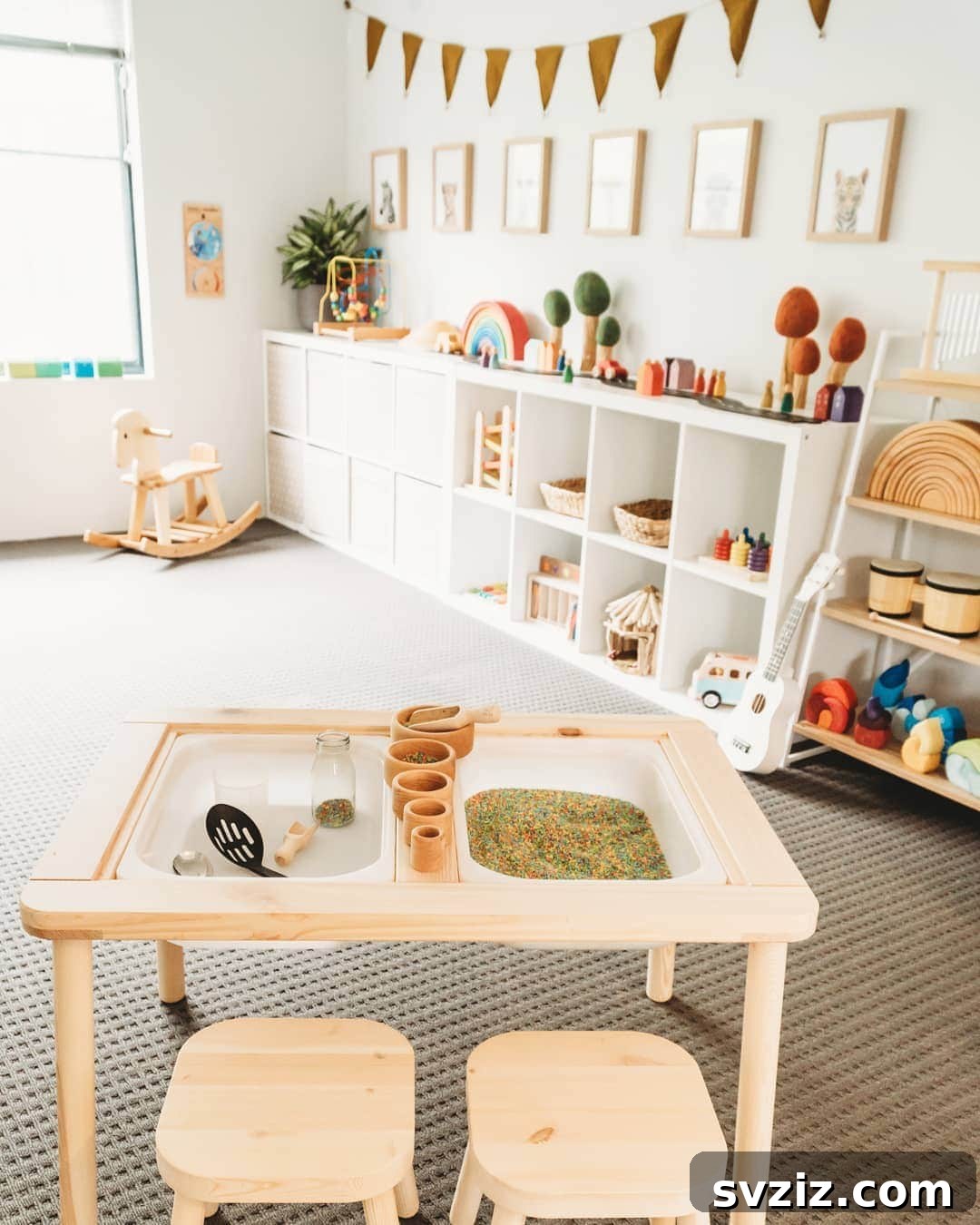 IKEA Flisat children's table converted into a sensory play desk
