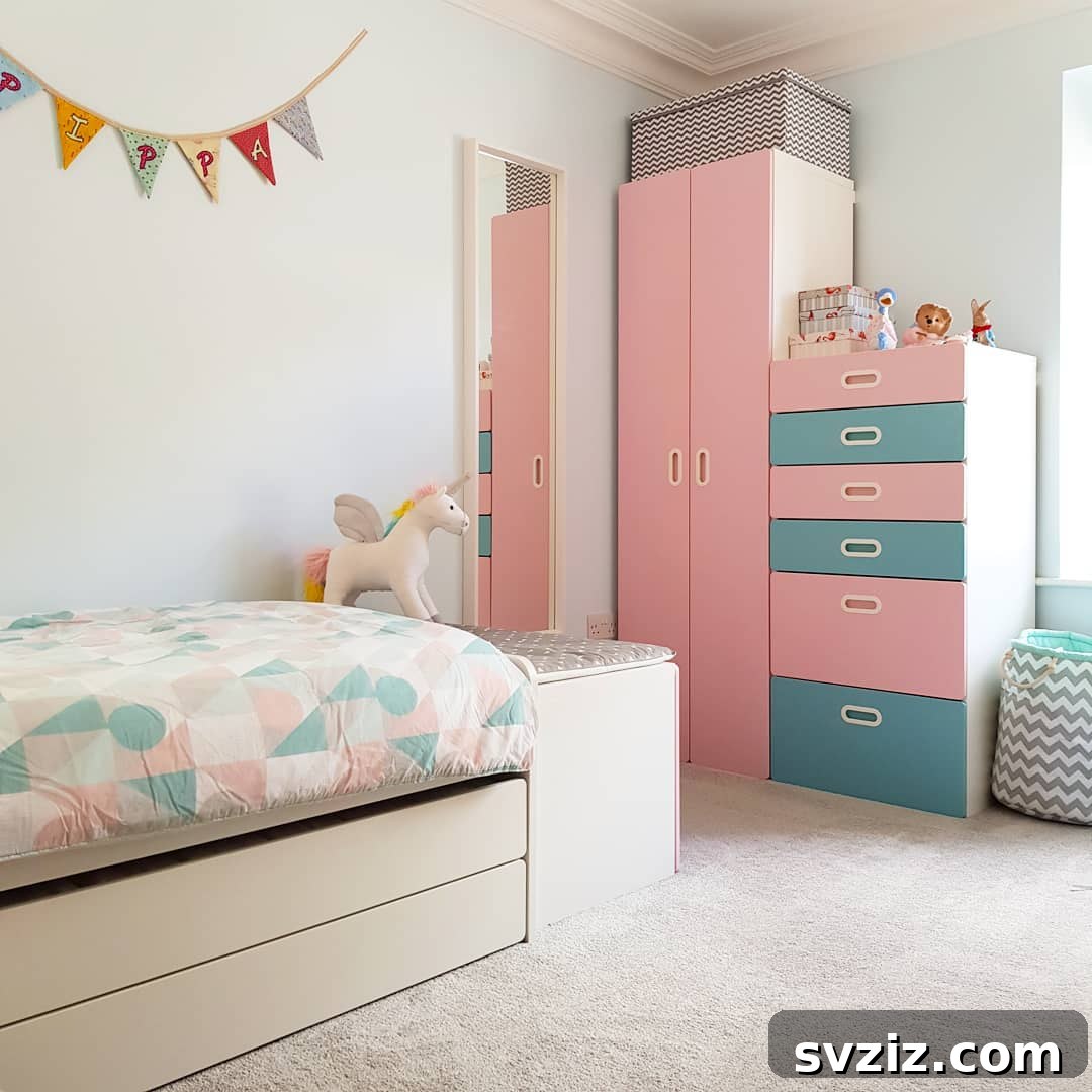 IKEA Stuva wardrobe and drawers painted in pastel colors