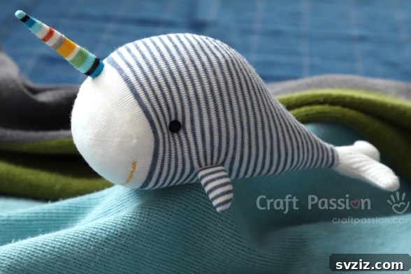 20 Adorable Sock Creations Made Easy 11 DIY Narwhal Sock Plushie Sea Creature Craft