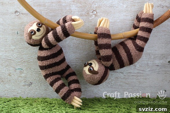 20 Adorable Sock Creations Made Easy 14 DIY Sloth Sock Plushie Craft Pattern