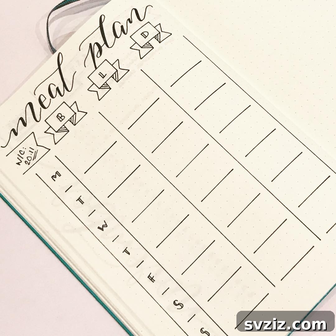 Bullet Journal Meal Plan Layout