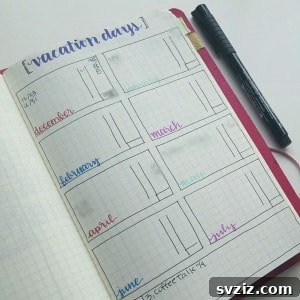 Bullet Journal Vacation Planner