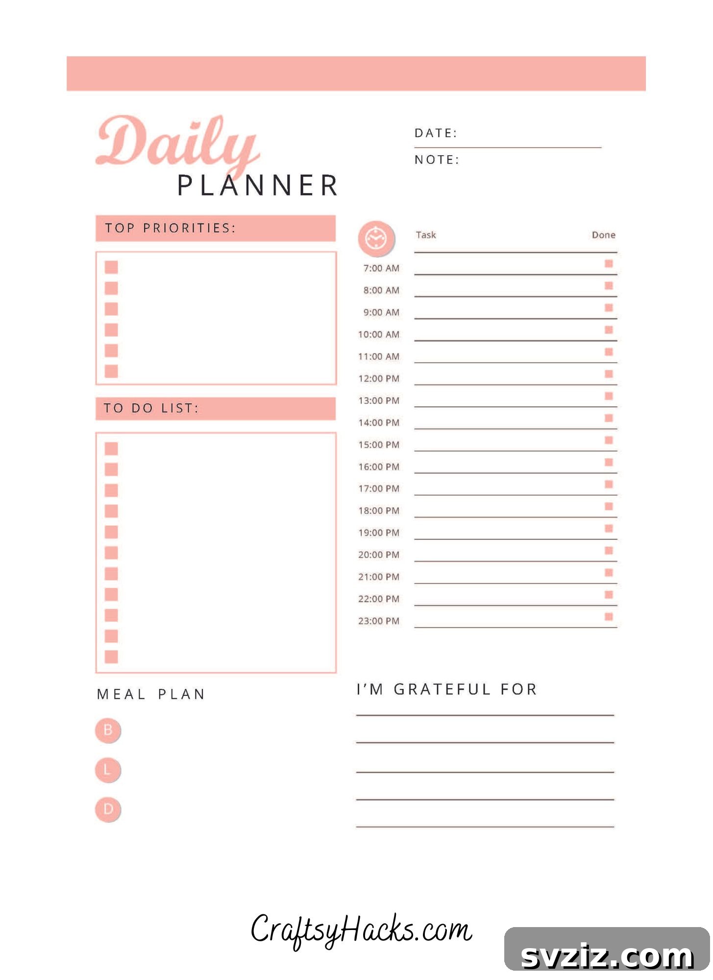 Bullet Journal Printable Daily Planner