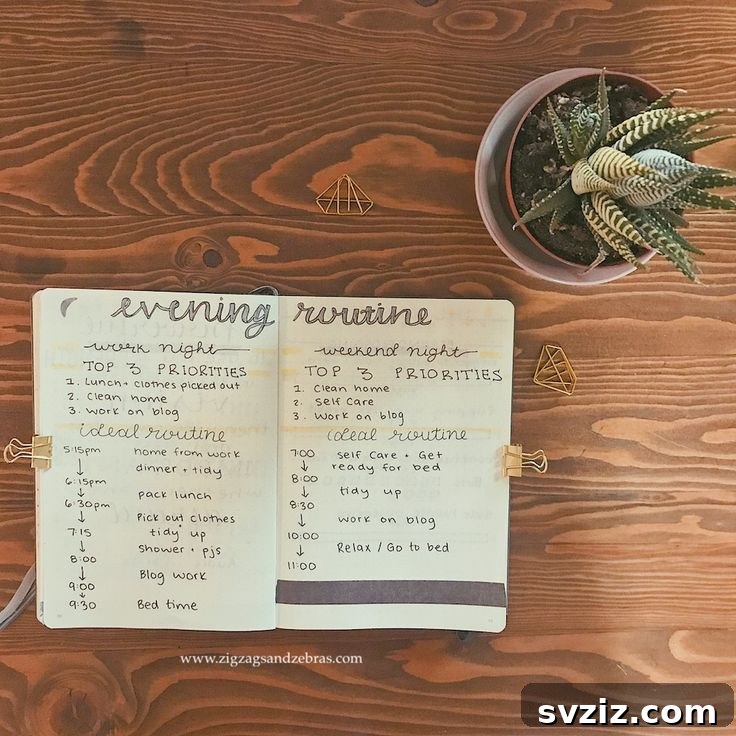 Bullet Journal Evening Routine