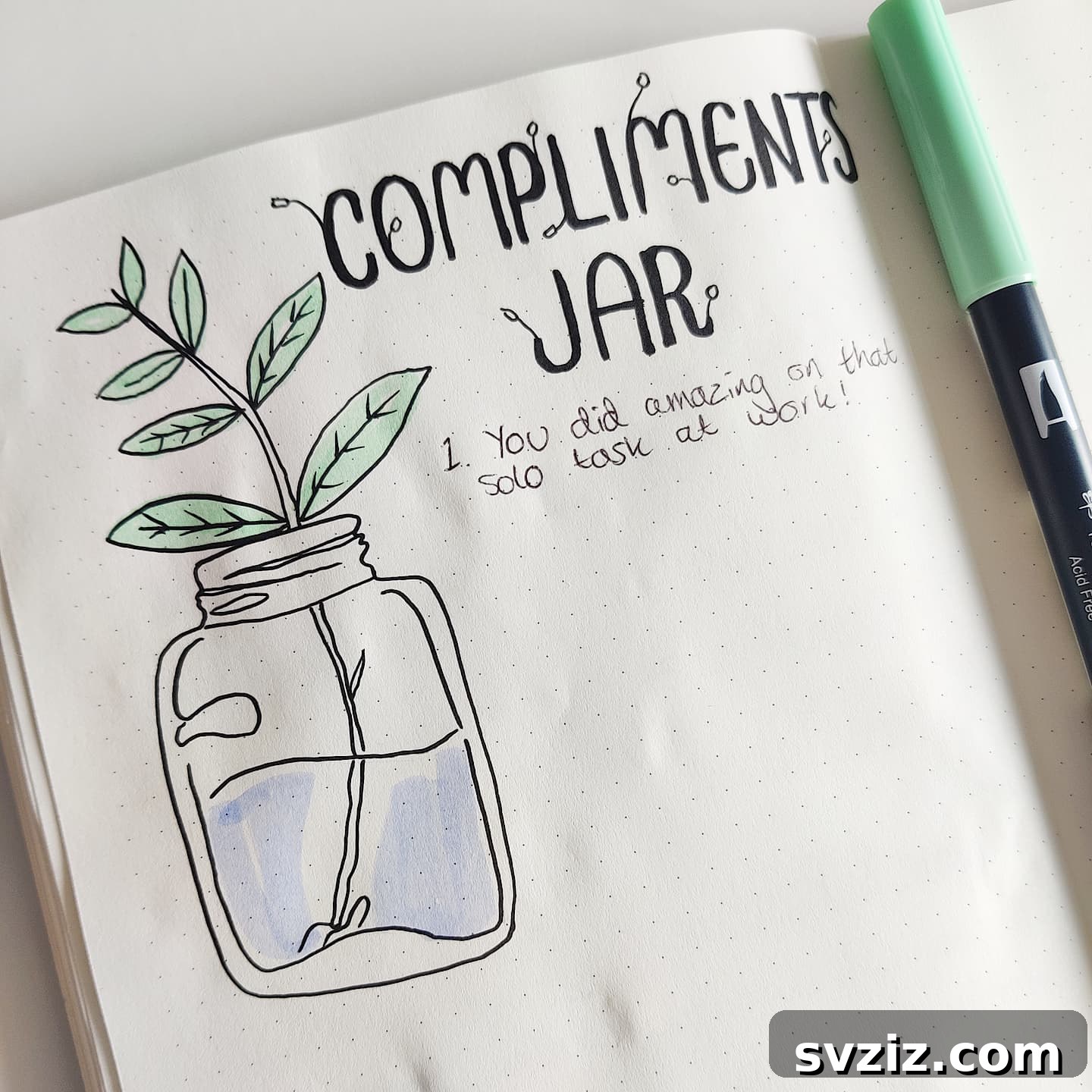 Bullet Journal Compliments Jar for Self-Encouragement