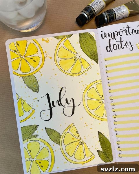 Bullet Journal Monthly Important Dates