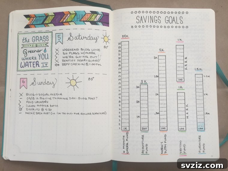 Bullet Journal Saving Goals Tracker