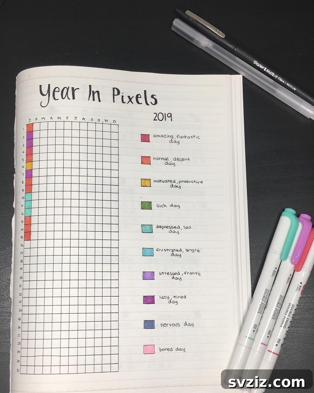 Bullet Journal Year Quality Mood Tracker