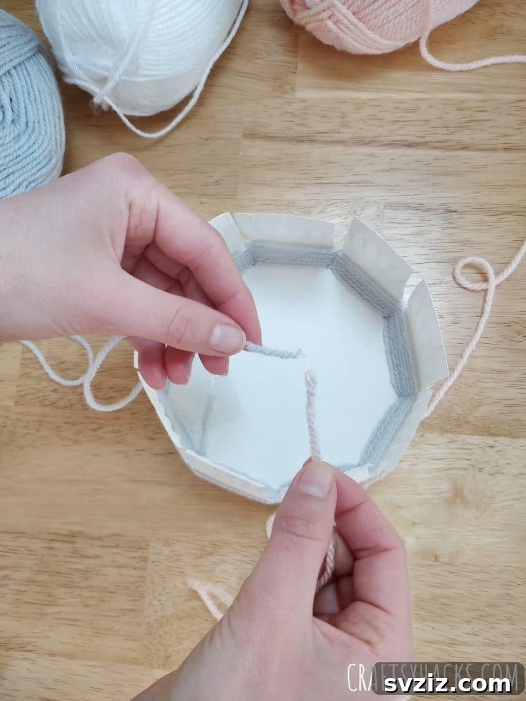 tying knot with yarn