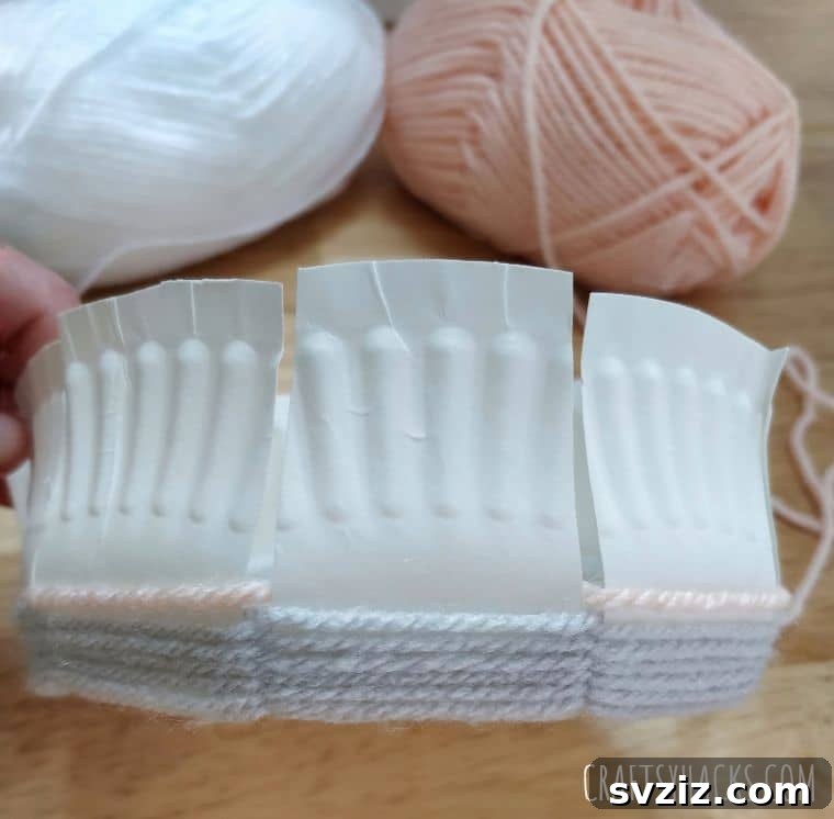 wrapping yarn around plate
