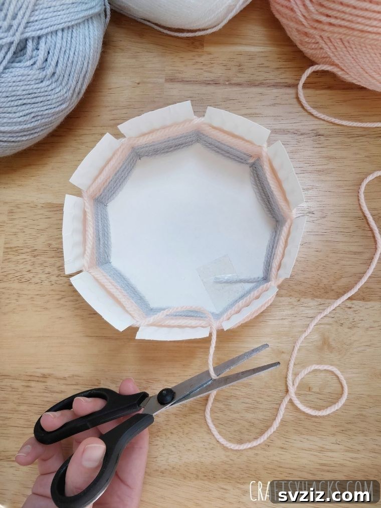 cutting 2nd yarn color