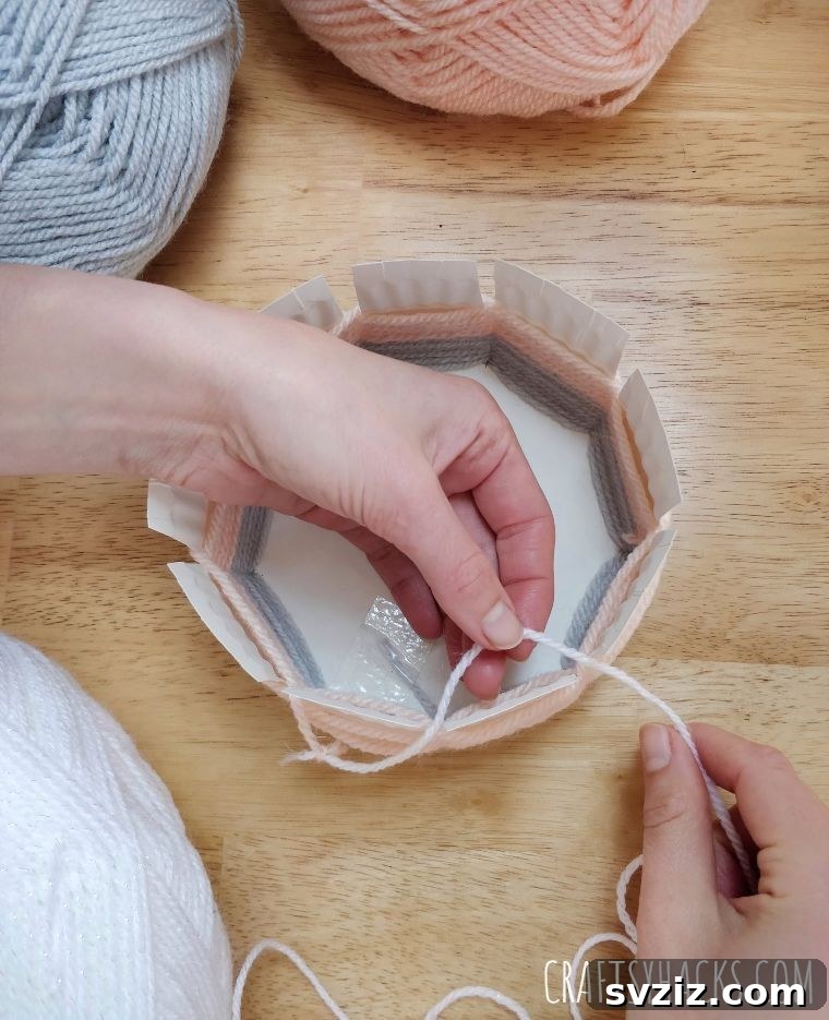 tying knot with yarn