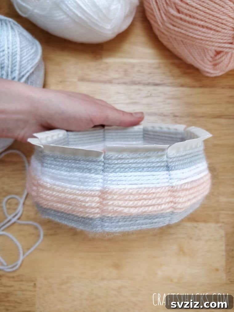 side of woven bowl