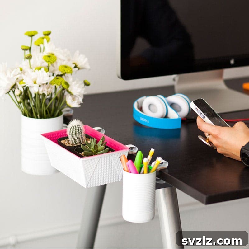 15 Genius Desk Hacks to Supercharge Your Productivity and Organize Your Workspace 10 Hanging desk bins for extra storage
