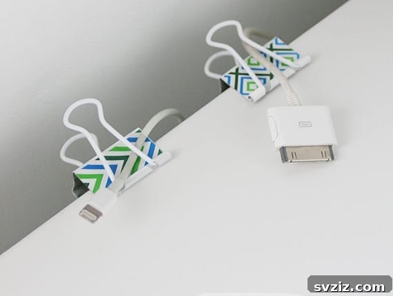 15 Genius Desk Hacks to Supercharge Your Productivity and Organize Your Workspace 13 Cable management with binder clips