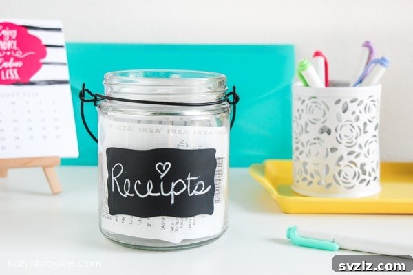 15 Genius Desk Hacks to Supercharge Your Productivity and Organize Your Workspace 14 DIY receipt holder with a mason jar
