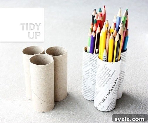 15 Genius Desk Hacks to Supercharge Your Productivity and Organize Your Workspace 5 DIY toilet roll pencil holder