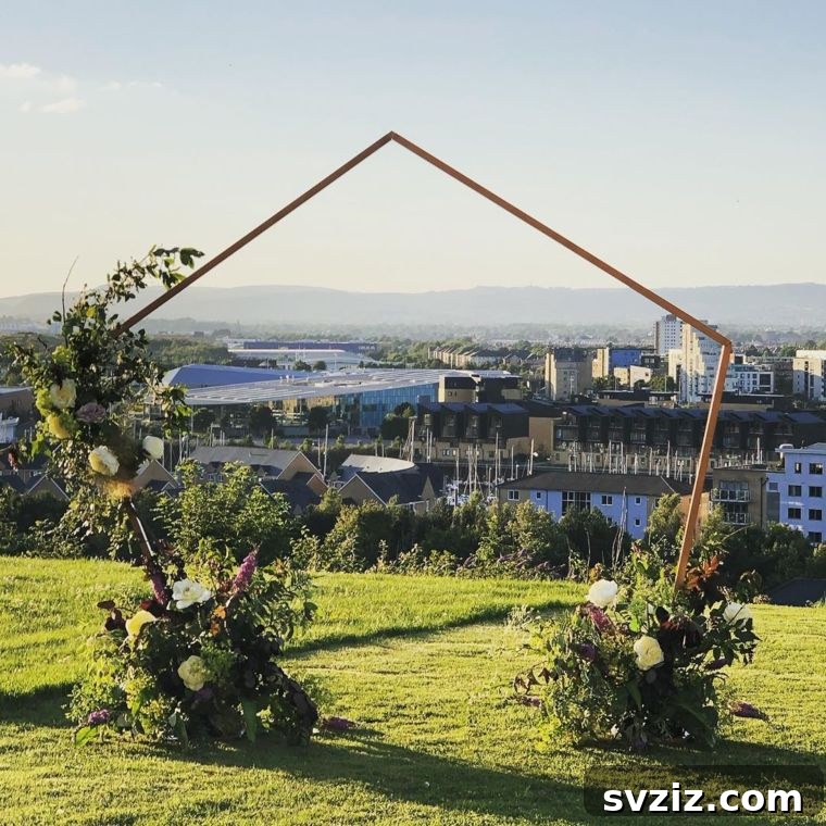 Stylish DIY Geometric Arch for Outdoor Wedding Ceremony