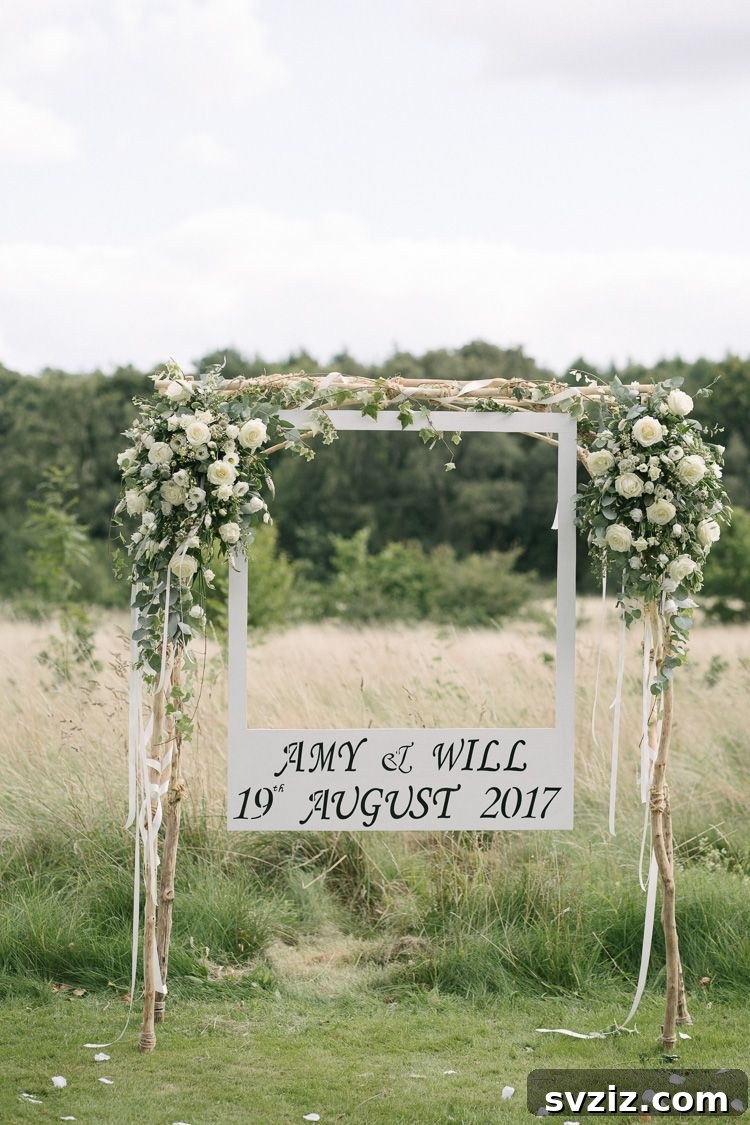 Fun Polaroid Frame Photo Booth for Outdoor Weddings