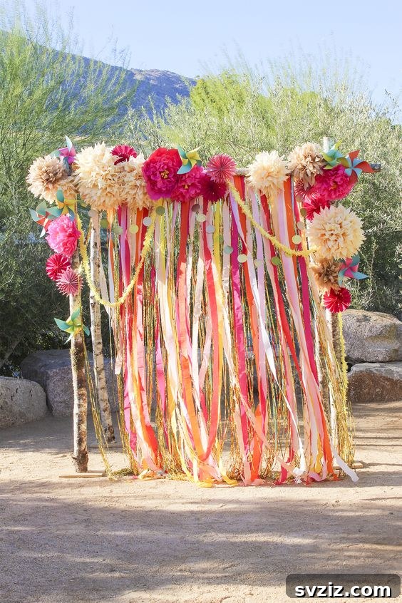 Whimsical DIY Crepe Paper Backdrop for Breezy Outdoor Weddings