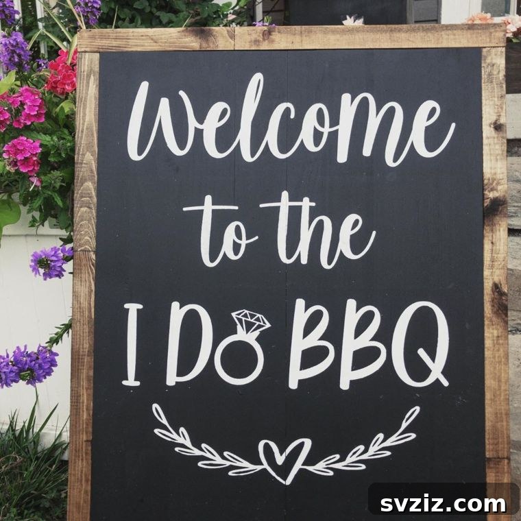 Handcrafted Wedding Signs: Unique DIY Touches for Your Big Day 11 Wood-Stained Chalkboard Wedding Sign for a Rustic Vibe