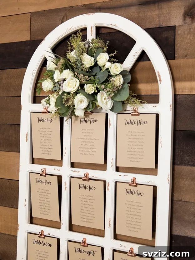 Handcrafted Wedding Signs: Unique DIY Touches for Your Big Day 13 Upcycled Window Frame Seating Chart Holder for a Vintage Look