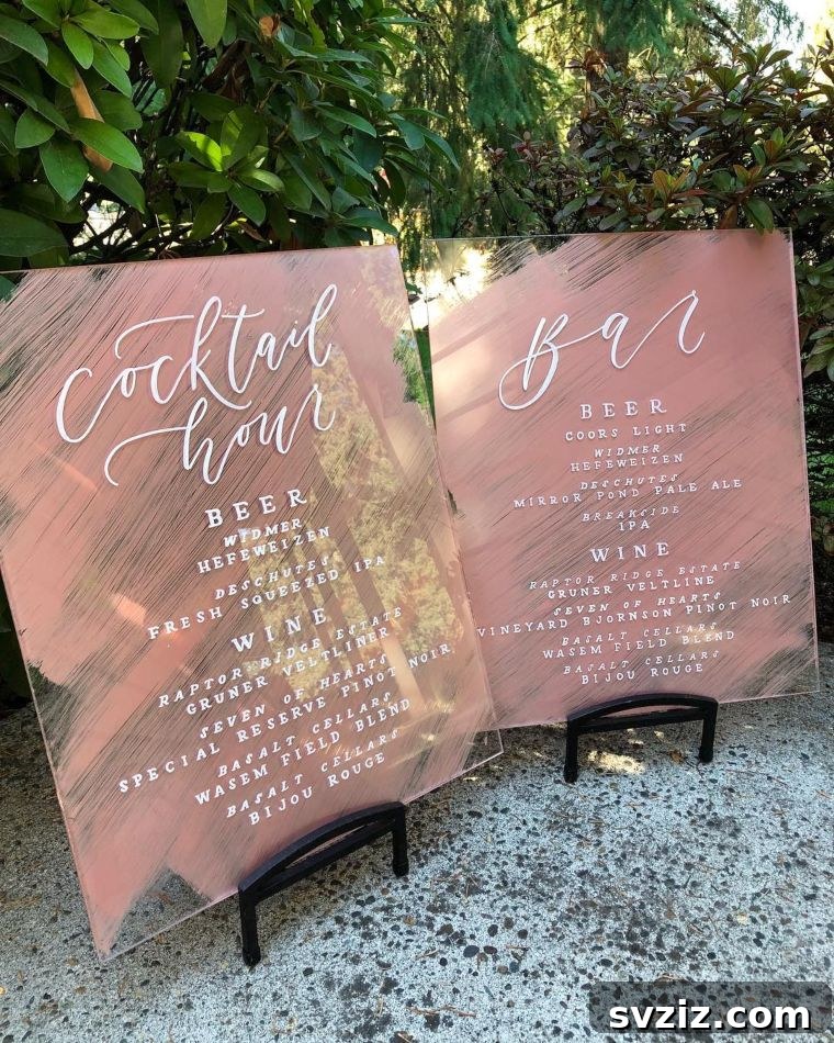 Handcrafted Wedding Signs: Unique DIY Touches for Your Big Day 14 Rose Gold on Glass Bar Sign for a Feminine Touch