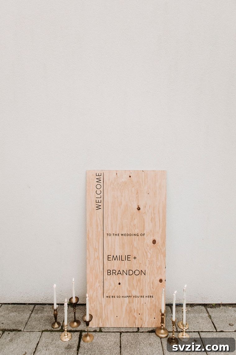 Handcrafted Wedding Signs: Unique DIY Touches for Your Big Day 18 Minimalist Plywood Wedding Sign for Modern Aesthetics
