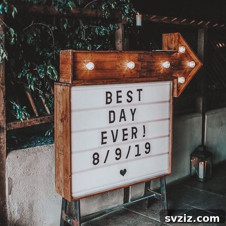 Handcrafted Wedding Signs: Unique DIY Touches for Your Big Day 22 DIY Cinema Sign-Like Wedding Sign for Retro or Customizable Themes