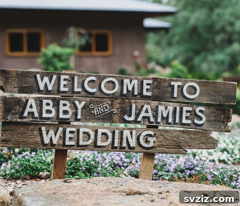 Handcrafted Wedding Signs: Unique DIY Touches for Your Big Day 8 Stencil on Wood Welcome Sign for Roadside or Venue Entry
