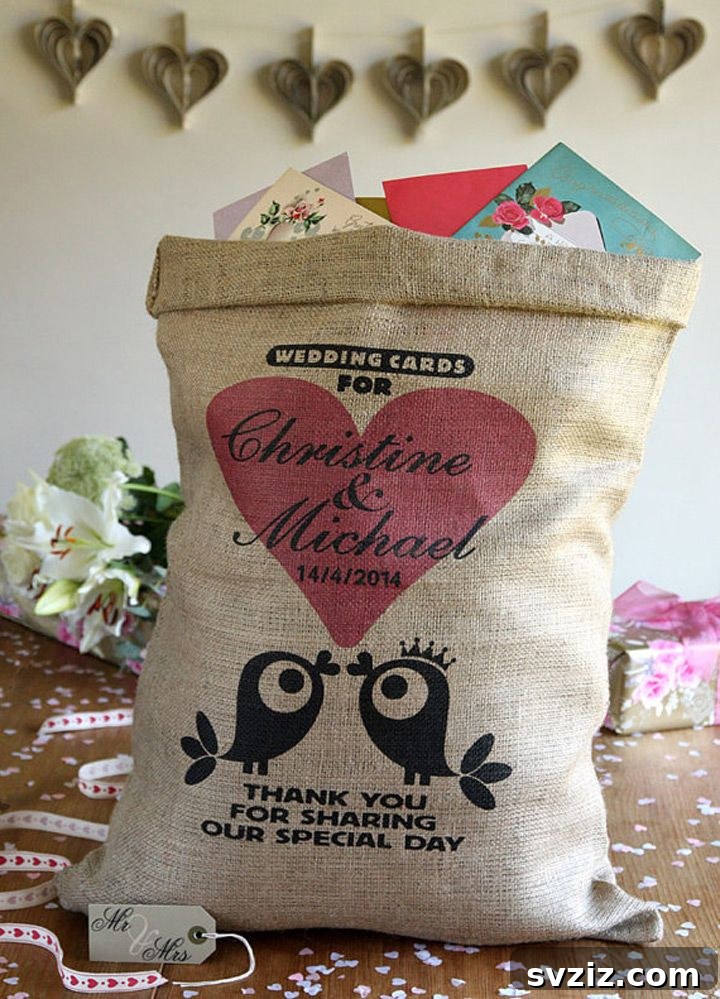 Burlap sack for wedding cards