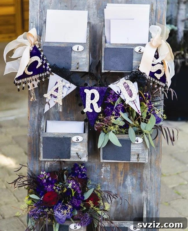 Vintage cubby organizer as a wedding card holder