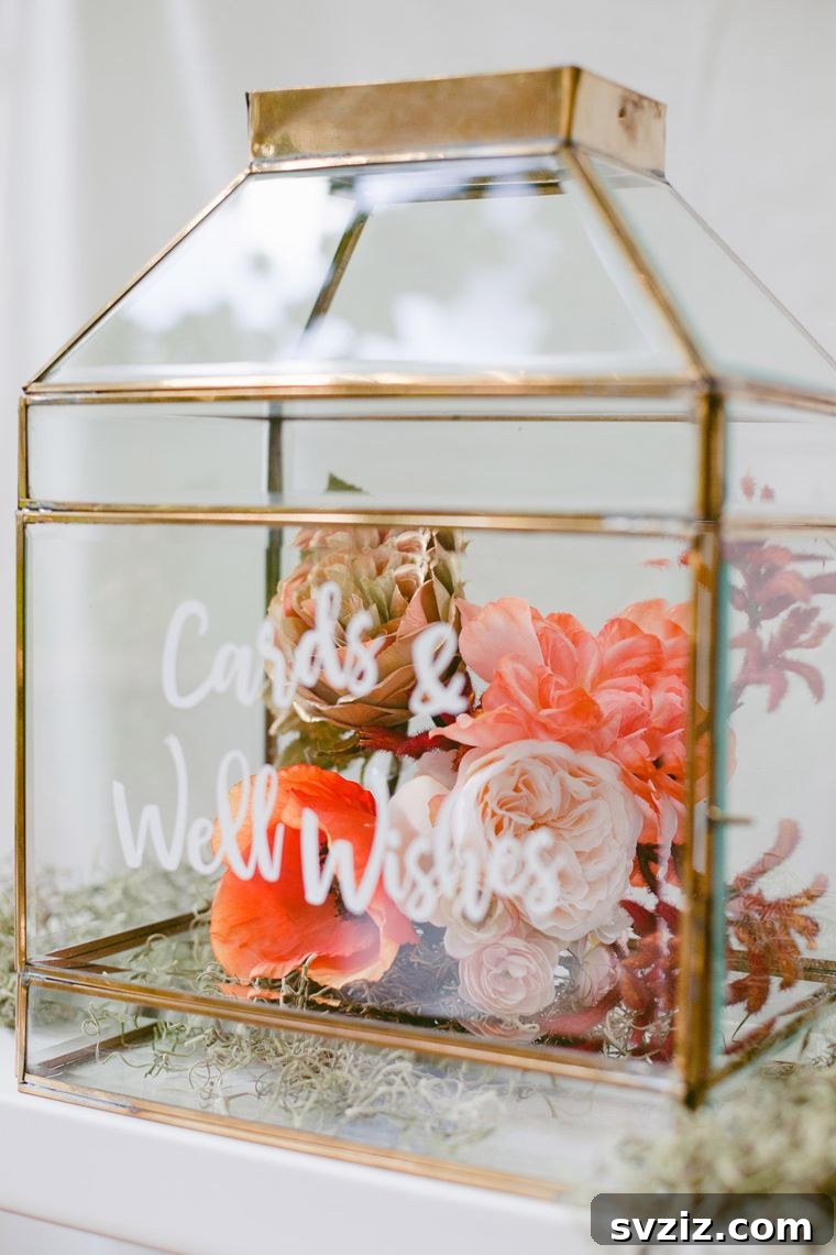 Terrarium-style glass box for wedding cards