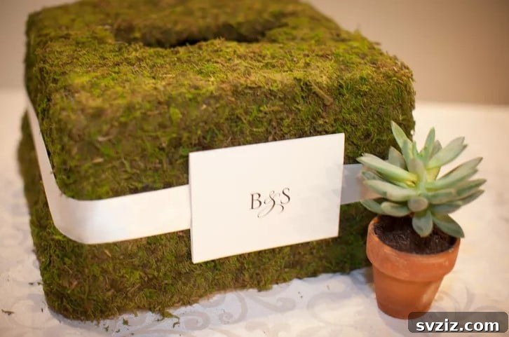 DIY wedding card box with moss bed decoration