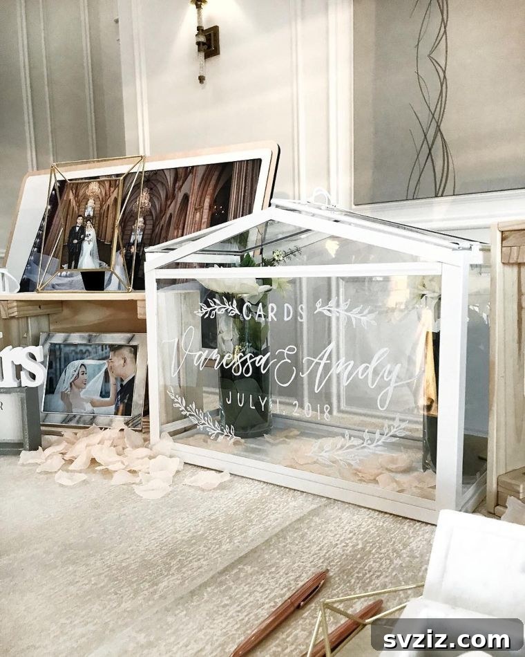 Greenhouse-style glass card box with plants