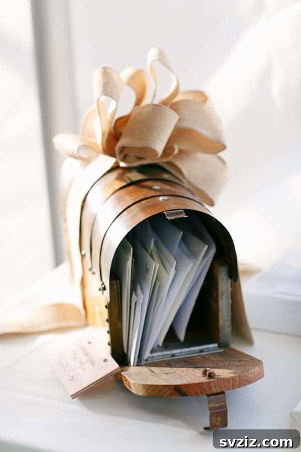 Repurposed classic mailbox as a wedding card holder