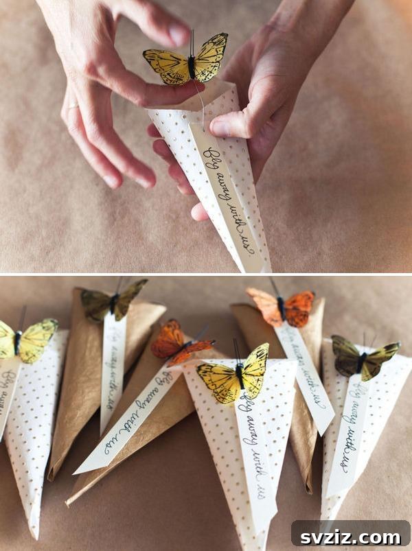 20 Wedding Craft Ideas That Won't Break the Bank 13 Elegant Butterfly Cone Rice Tosser
