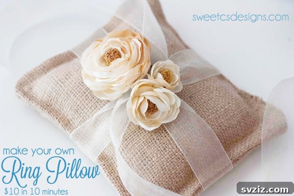 20 Wedding Craft Ideas That Won't Break the Bank 6 Burlap Ring Pillow Holder