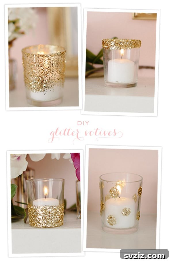 20 Wedding Craft Ideas That Won't Break the Bank 7 DIY Glitter Wedding Votives
