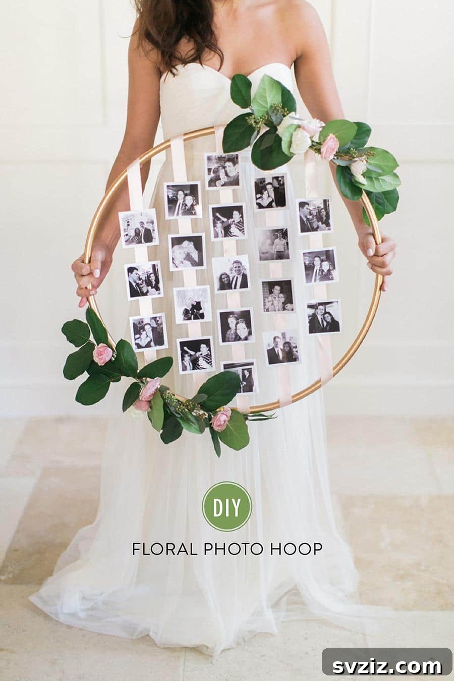 20 Wedding Craft Ideas That Won't Break the Bank 9 DIY Floral Photo Hoop