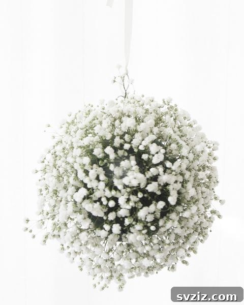 20 Wedding Craft Ideas That Won't Break the Bank 10 DIY Hanging Floral Globes with Baby's Breath