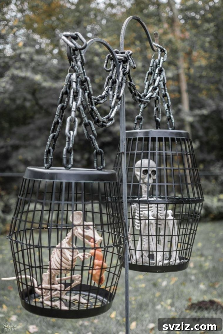 DIY Creepy Hanging Cages Halloween Prop