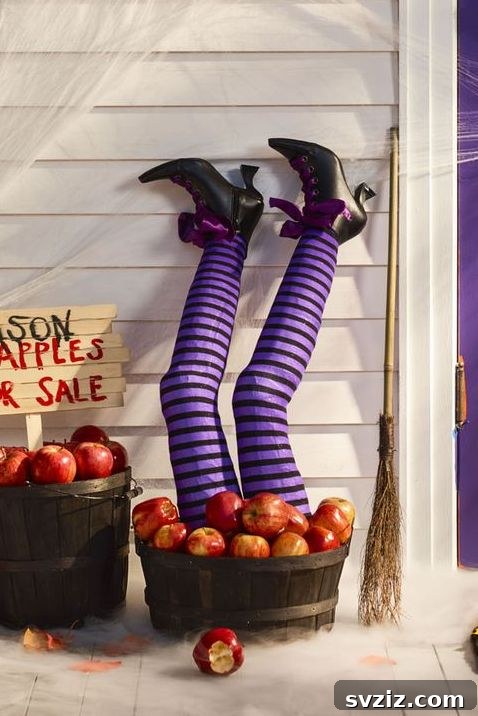 DIY Spooky Witch Legs Halloween Decor