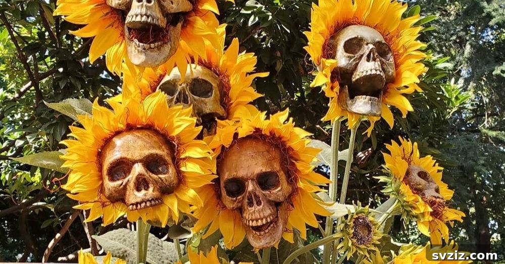 DIY Freaky Sunflower Skulls Halloween Decor