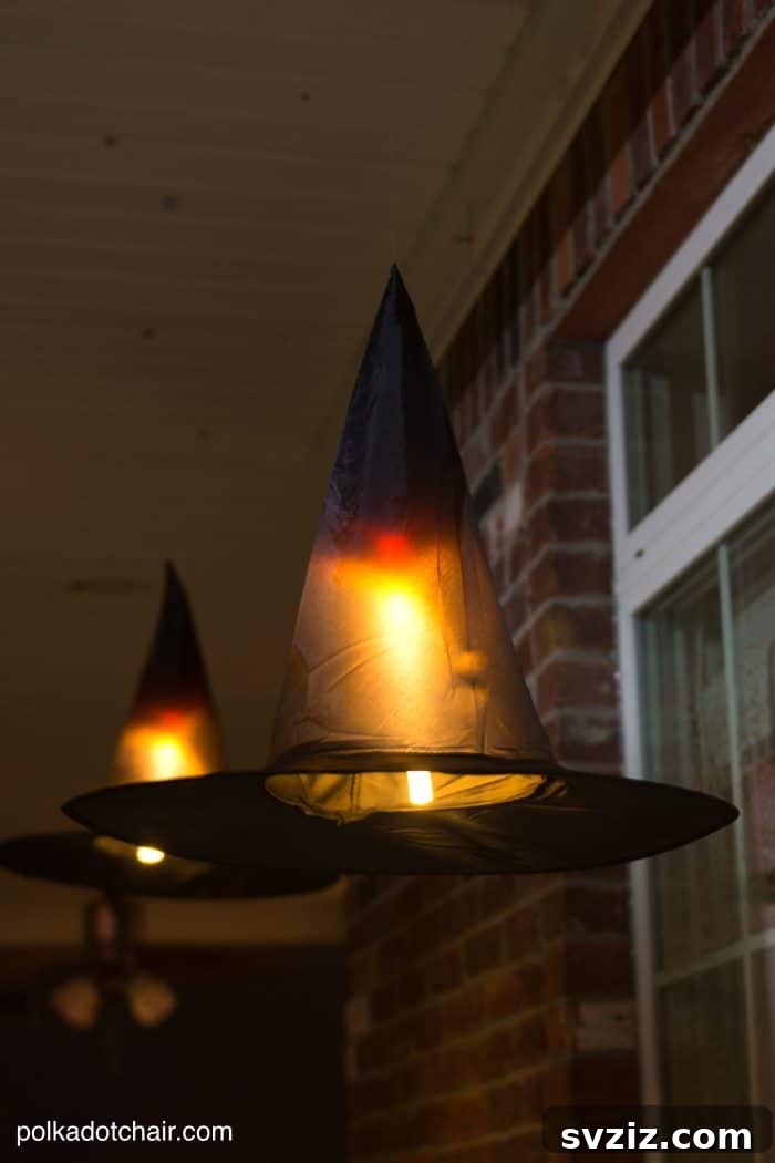 DIY Light Up Witch Hats Halloween Decor
