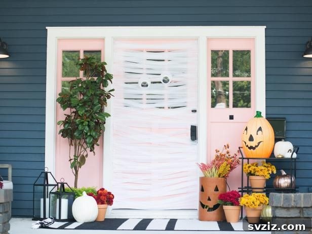 Mummified Front Door for Halloween Decor